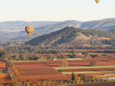 Um passeio de balão pelas vinícolas de Napa Valley, Califórnia