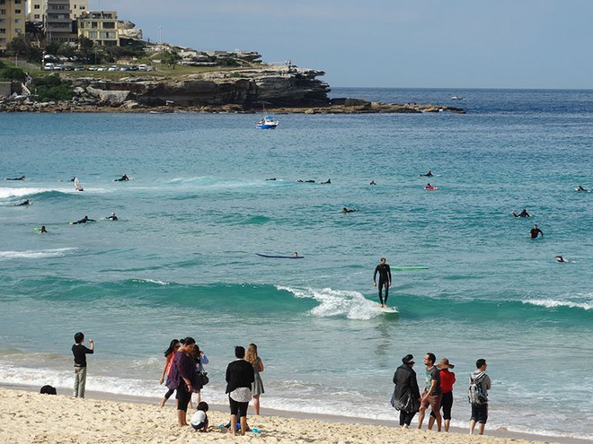 Surfistas em Bondi Beach.
